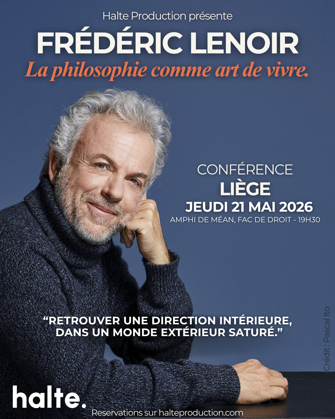 conference frederic lenoir halte production, rencontre, developpement personnel, stoicisme, bien etre, philosophie