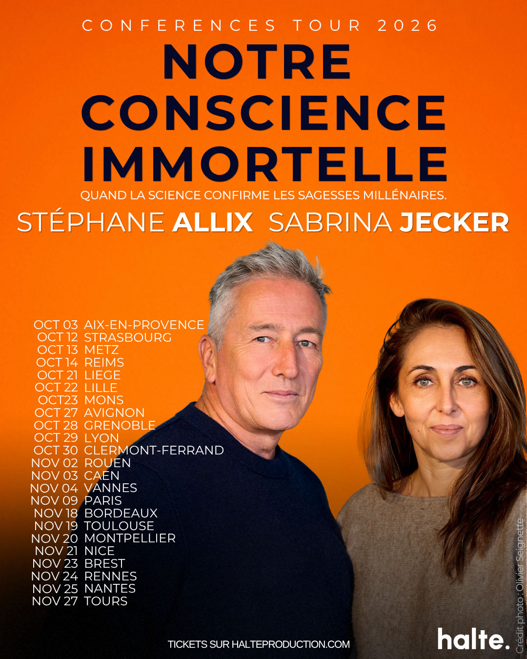 conférence stephane allix sabrina jecker halte vie apres la mort la mort n'existe pas harper collins conference rencontre dedicace livre salon du livre evenement conscience emi mort imminente experience