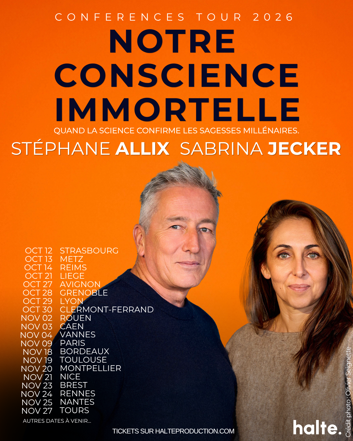 conférence stephane allix sabrina jecker halte vie apres la mort la mort n'existe pas harper collins conference rencontre dedicace livre salon du livre evenement conscience emi mort imminente experience